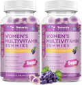 Totaria (2 Pcs) Sugar Free Multivitamin Gummies for Women 14+ w/Inositol, Iron, Folate, Biotin, Womens Daily Multivitamin Gummy w/Vitamin A, D, C, B, Support Hair, Skin, Energy, Immune, Grape Flavor