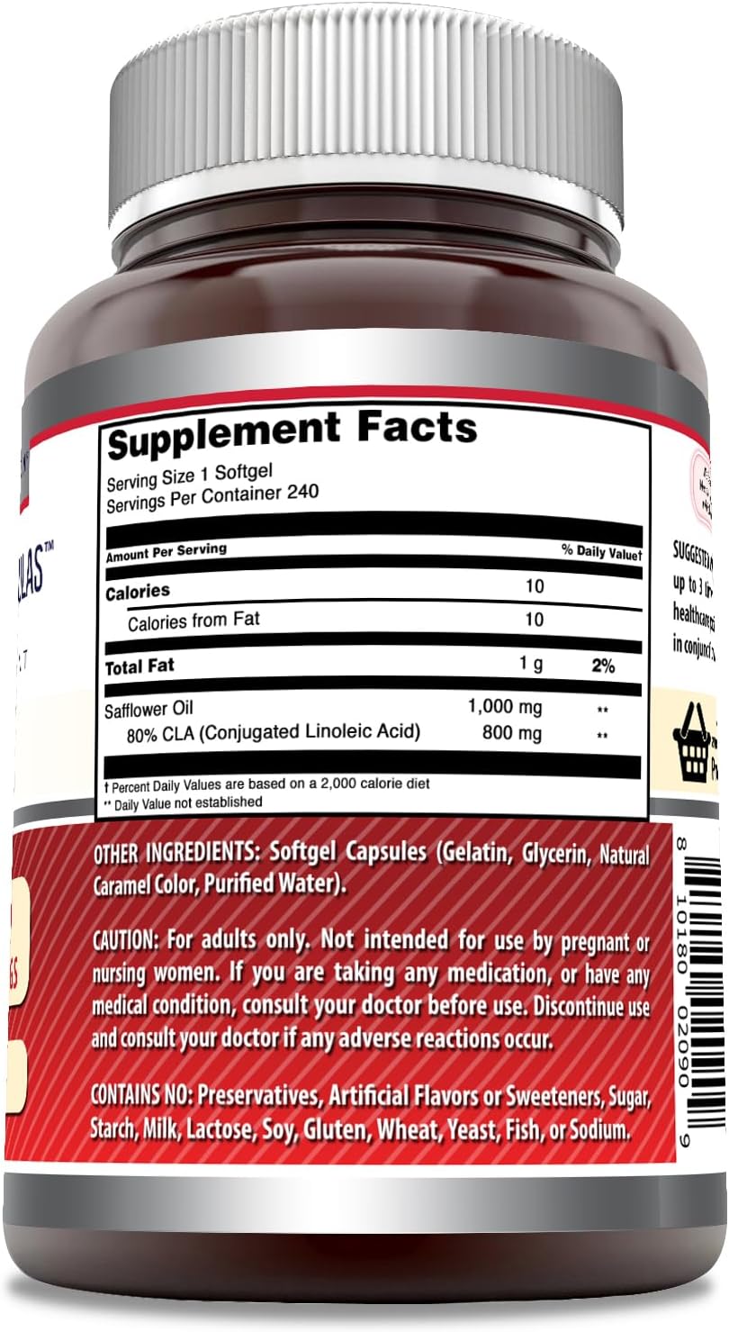 Amazing Formulas CLA Amino Acid Supplement | 1000 Mg per Serving | Softgels | Non-GMO | Gluten-Free | Made in USA (1 Pack, 120 Count)