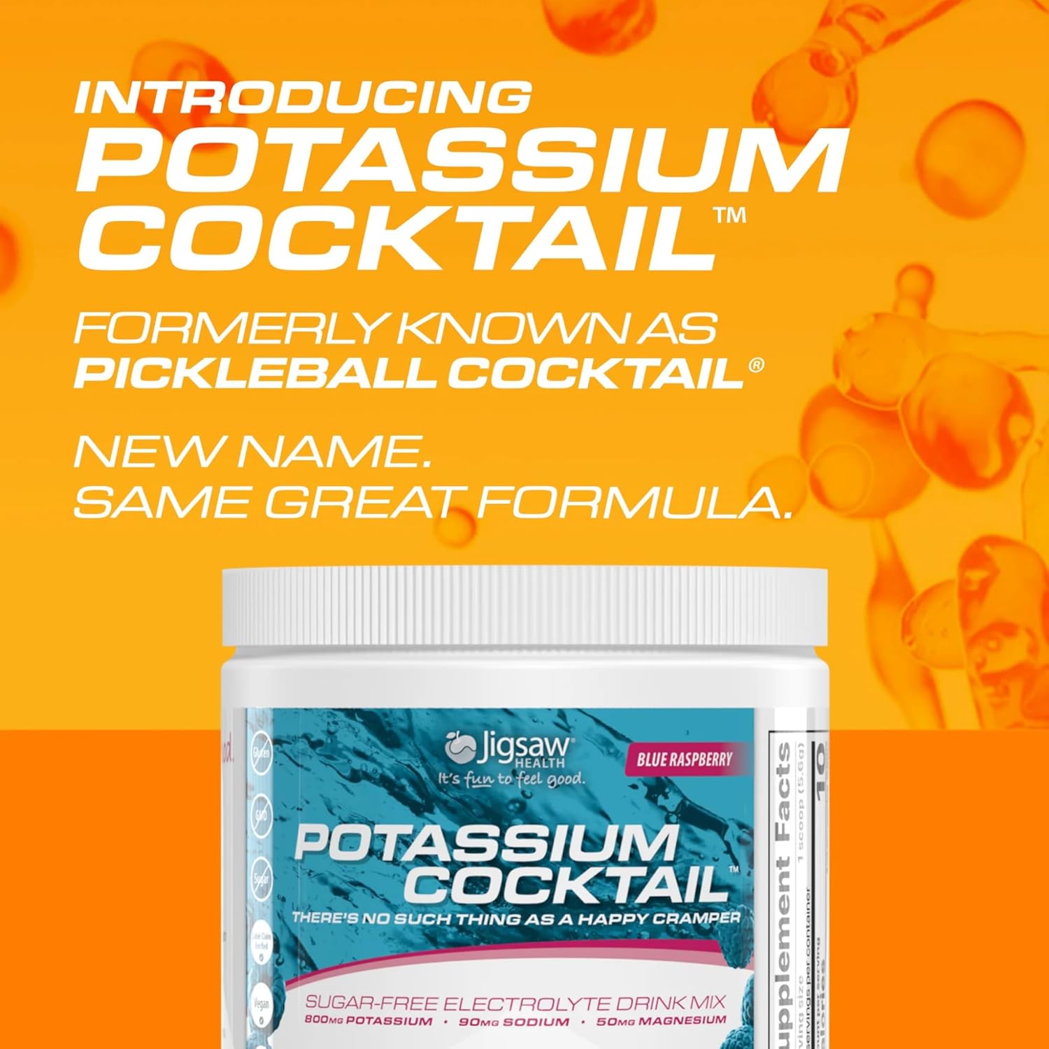 Jigsaw Health Potassium Cocktail | Formerly Pickleball Cocktail | Blue Raspberry Flavor | 60 Servings (Jar)