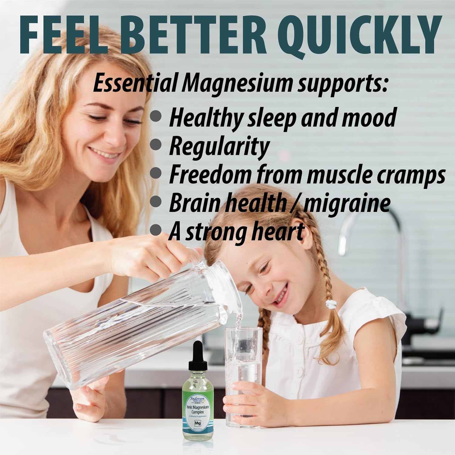 Anderson New Ionic Magnesium Complex, Liquid Magnesium Supplement, Trace Mineral Drops, 30 Servings (2 oz)