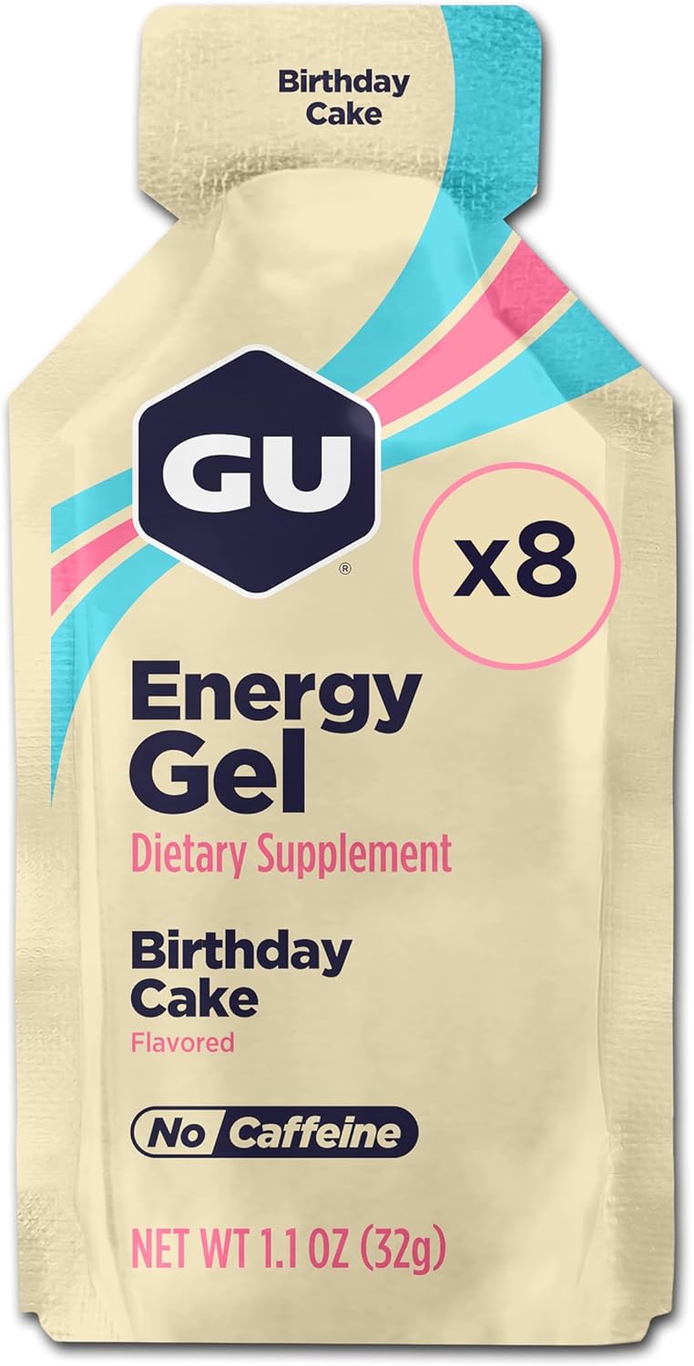 GU Energy Original Sports Nutrition Energy Gel, 8-Count, Birthday Cake