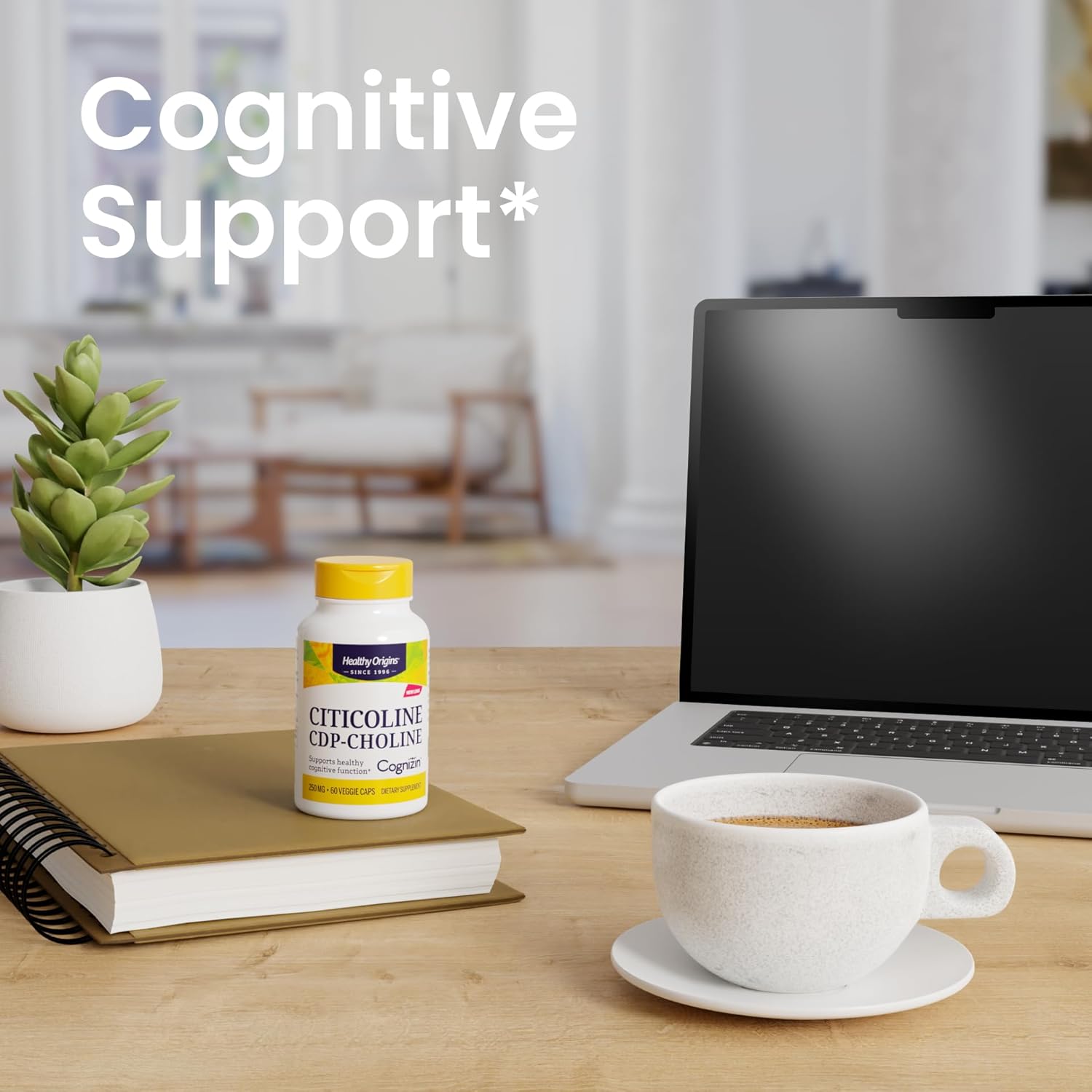 Healthy Origins Cognizin (Citicoline), 250 mg - Brain Supplement for Memory with Citicoline CDP Choline - Non-GMO, Vegan & Gluten-Free Supplement - 60 Veggie Capsules