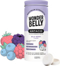 Wonderbelly Antacid Effective Heartburn and Instant Acid Indigestion Relief Extra Strength Chewable Tablets 1000 mg Calcium Carbonate No Talc or Dye Wild Berry 50 count