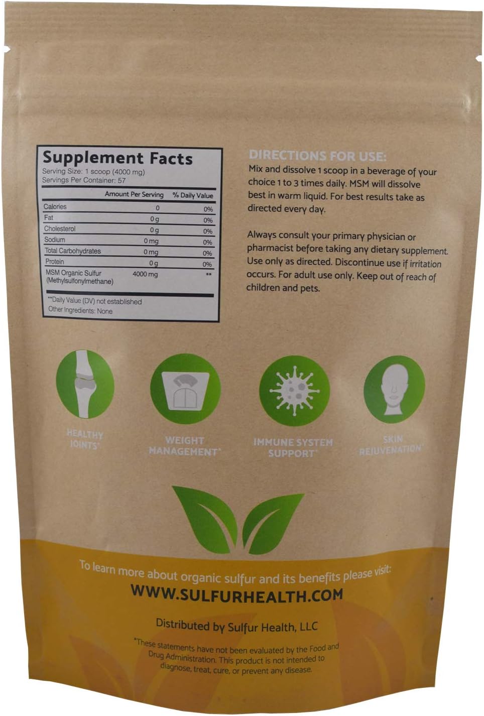 MSM Organic Sulfur - 99.9% Pure MSM Supplement - Lab-Tested & Certified (1 Pound)