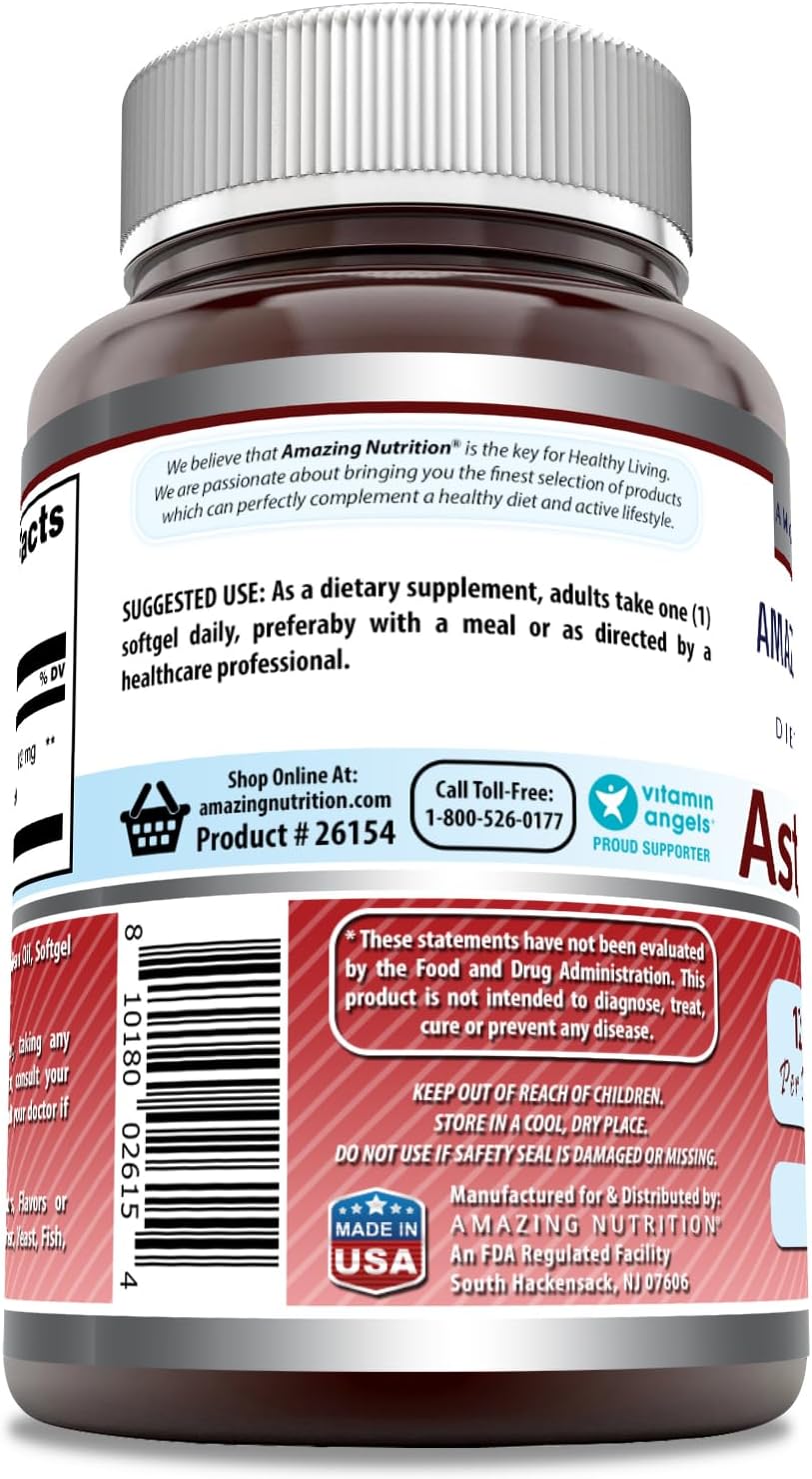 Amazing Formulas Astaxanthin 12mg Softgels Supplement | Non-GMO | Gluten Free (120 Count | 2 Pack)