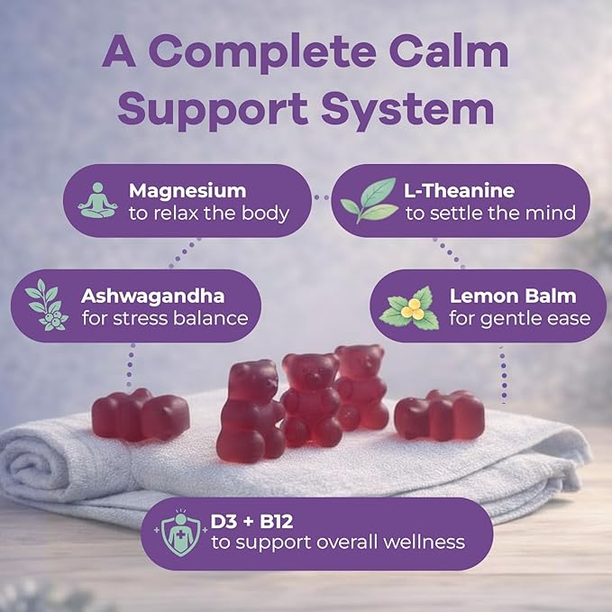 Magnesium Gummies for Stress & Sleep - 300mg Magnesium Complex with Glycinate, Citrate, Malate & Taurate - Supports Relaxation, Muscle & Heart Health - Vegan, Sugar-Free, Non-GMO - 120 Gummies