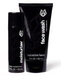 Black Wolf Face Wash and Oil-Free Moisturizer Gel Bundle for Oily Skin, Deep Clean- 2pc Bundle- Charcoal Powder and Salicylic Acid Reduce Acne Breakouts and Cleanse Your Skin- Gift Set for Men