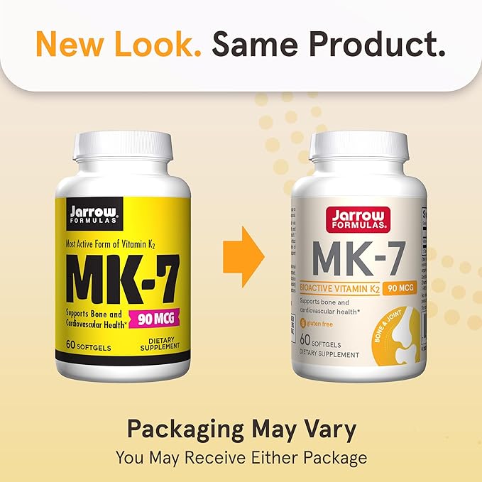 Jarrow Formulas MK-7 90 mcg - Bioactive Form of Vitamin K2-60 Servings (Softgels) - for Bone & Cardiovascular Health - Vitamin K2 MK-7 Dietary Supplement - Gluten Free