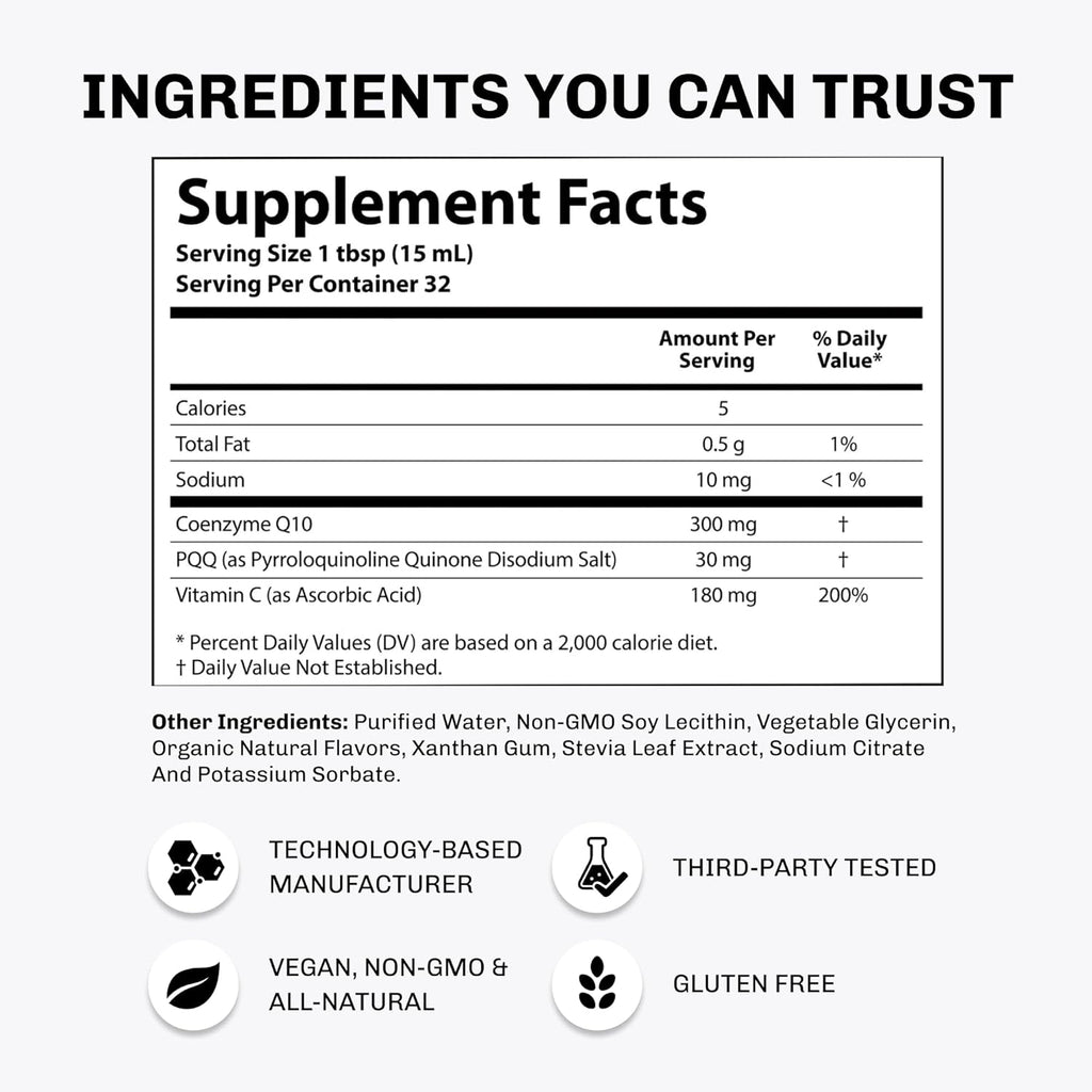 Aurora Nutrascience Mega-Liposomal CoQ10, PQQ & Vitamin C, Energy and Cellular Support, Gluten Free, Non-GMO, Sugar Free, Strawberry, 32 Servings, 16 fl oz