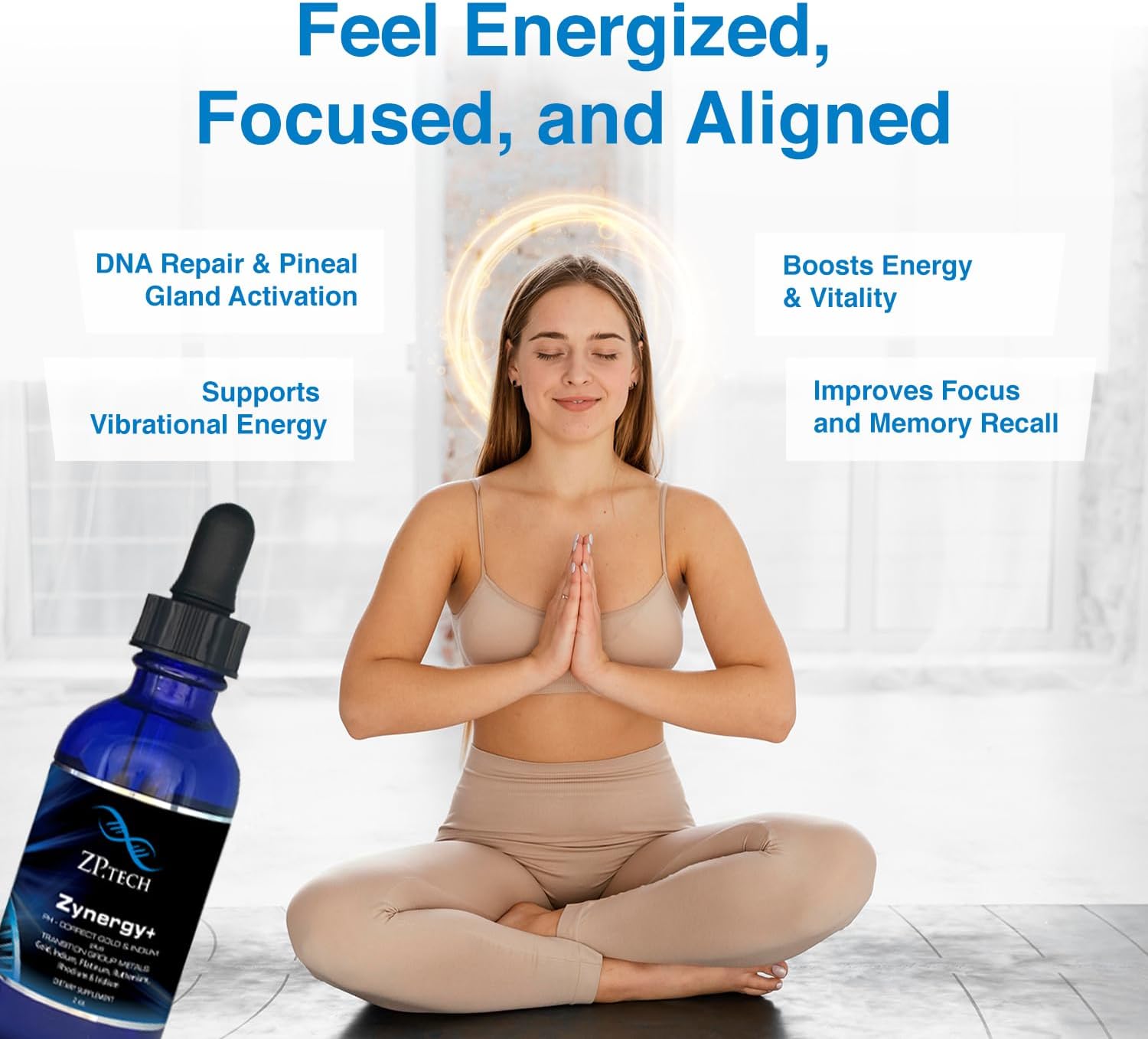 Zynergy Plus Colloidal Ormus Gold Liquid Concentrate | All Natural, Pure Monoatomic 24k Food Grade Mineral Au & Indium | Ormus Gold Oil Supports Pineal Gland, Anti-Aging, Meditation, Yoga, Third Eye