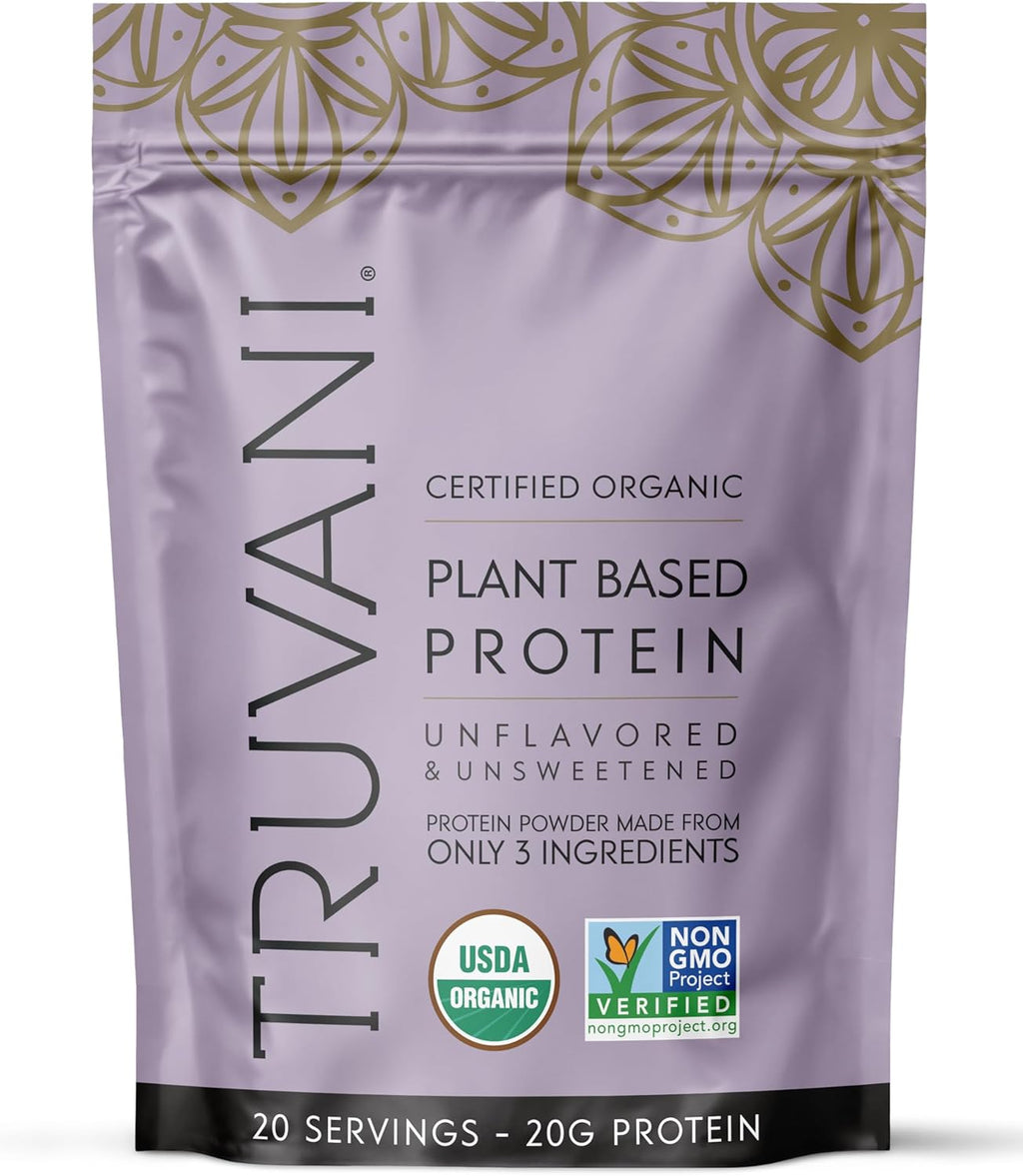 Truvani Vegan Pea Protein Powder | Unflavored | 20g Organic Plant Based Protein | 20 Servings | Keto | Gluten & Dairy Free | Low Carb | No Added Sugar
