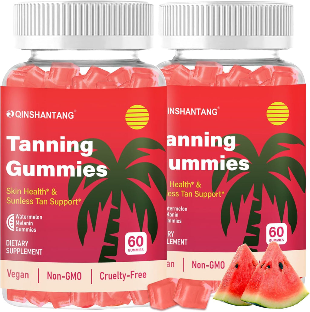 Tanning Gummies for Women, 2 Pack, Daily Skin Support Supplement, Sugar Free | Astaxanthin, L-tyrosine, Lycopene, Vitamin A | Radiant Skin & Antioxidant Support | Vegan, Non-GMO, 60 Servings
