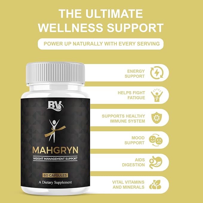 BLUE VIBE Mahgryn Advanced Maximum Strength Overall Health & Wellness Support Supplement, Mahgryn Premium All Natural Daily Health Management Support Formula Supplement (3 Pack - 180 Capsules)