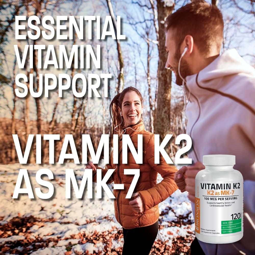 Bronson Vitamin K2 as MK-7 Menaquinone 100 mcg Non-GMO, 60 Capsules