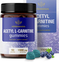 HERBAMAMA ALCAR Acetyl L-Carnitine 1500mg Gummies - L Carnitine Supplement for Energy, Focus & Brain Support - Vegan, Non-GMO - 90 Pectin-Based Blueberry-Flavored Chews