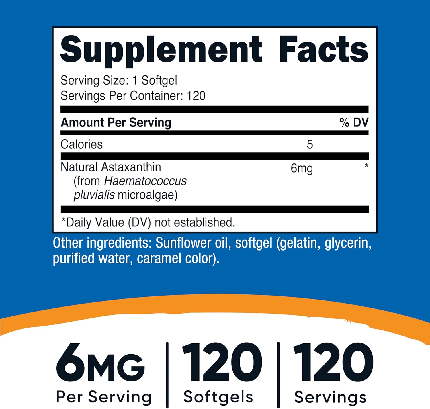 Nutricost Astaxanthin 6mg, Non-GMO and Gluten Free, 120 Softgels (4 Month Supply)