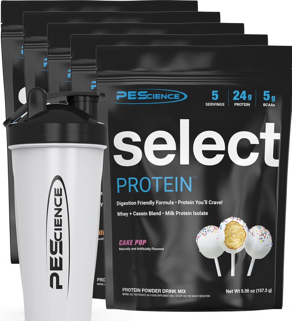 PEScience Select Protein Powder Variety Pack, 25 Serving Protein Powder Sample Pack, 5 Flavors, Whey and Casein Blend, Keto Friendly and Gluten Free