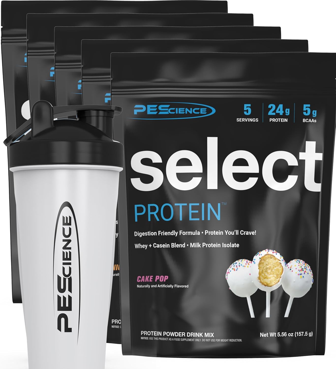 PEScience Select Protein Powder Variety Pack, 25 Serving Protein Powder Sample Pack, 5 Flavors, Whey and Casein Blend, Keto Friendly and Gluten Free