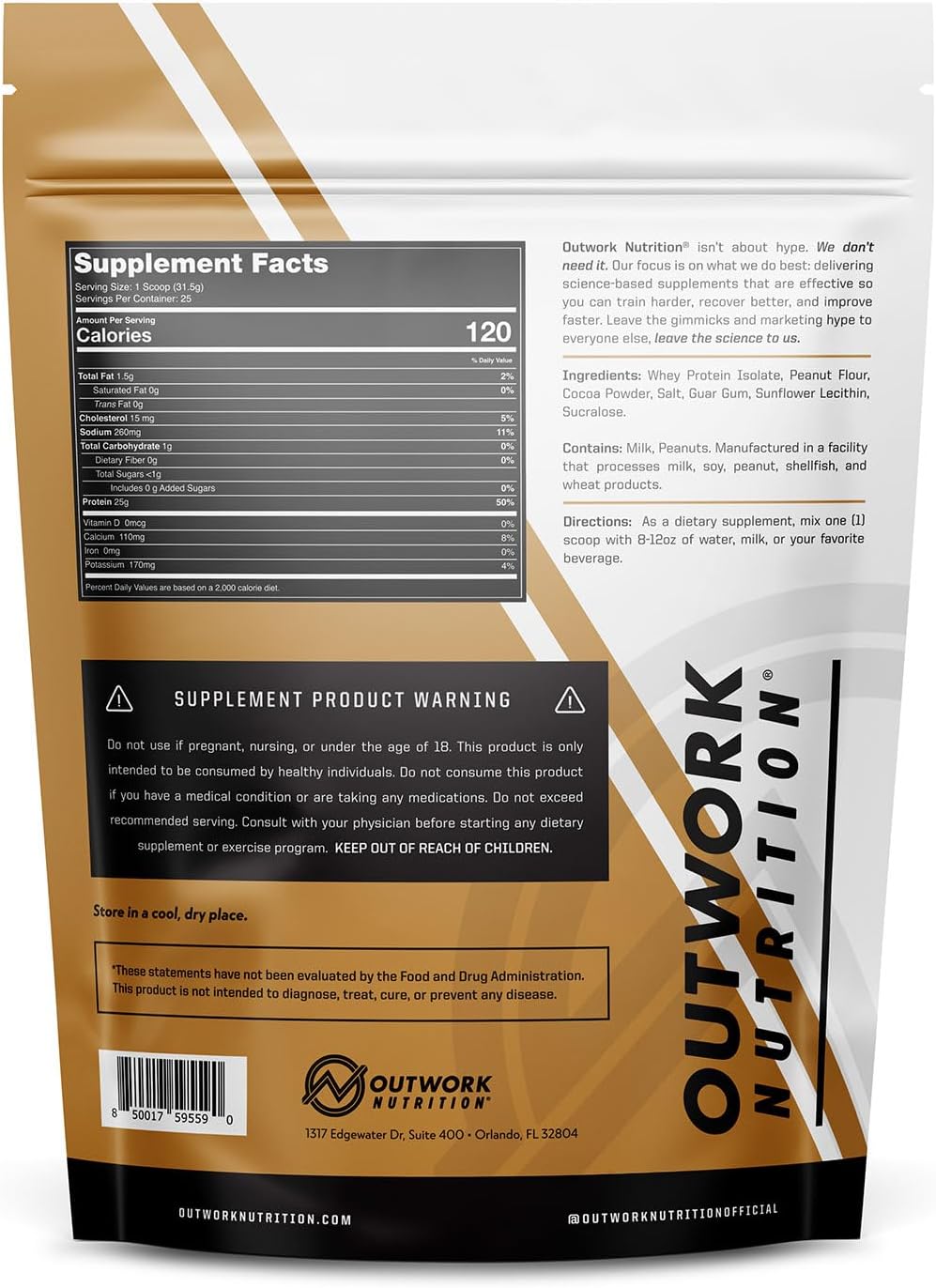 Outwork Nutrition Whey Isolate Protein Powder - Accelerates Muscle Building & Recovery - Low Lactose, Gluten-Free - Post Workout Supplement - Enhanced Protein Synthesis, Peanut Butter, 1.8lbs