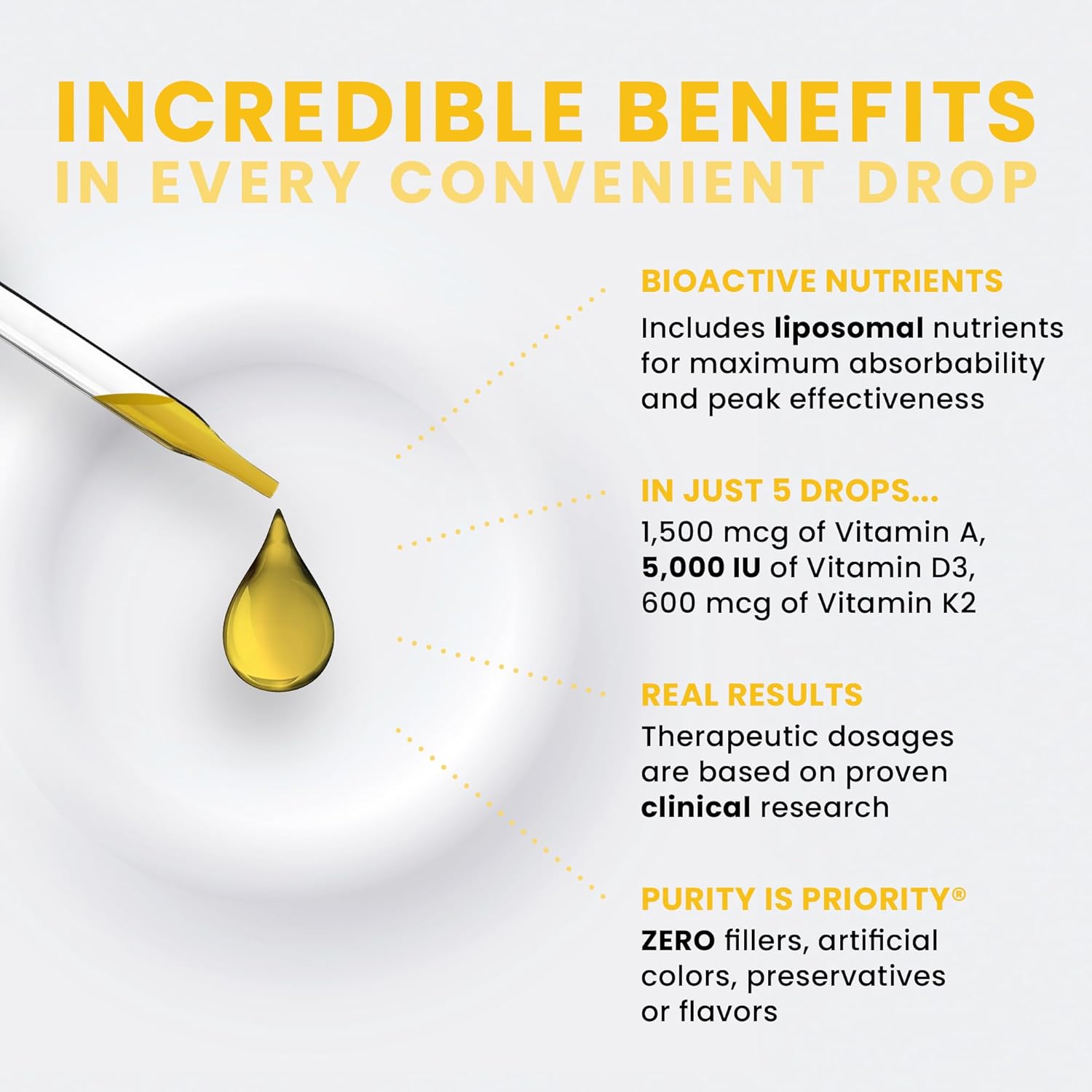 Pure TheraPro Rx Vegan A-D-K Drops-6 Mon Supply-Vitamin A(Palmitate & Betacarotene),Liposomal Vitamin D3(as vegan cholecalciferol),Liposomal Vitamin K2(MK-4 & MK-7)Supports Immunity & Bone Health-20mL