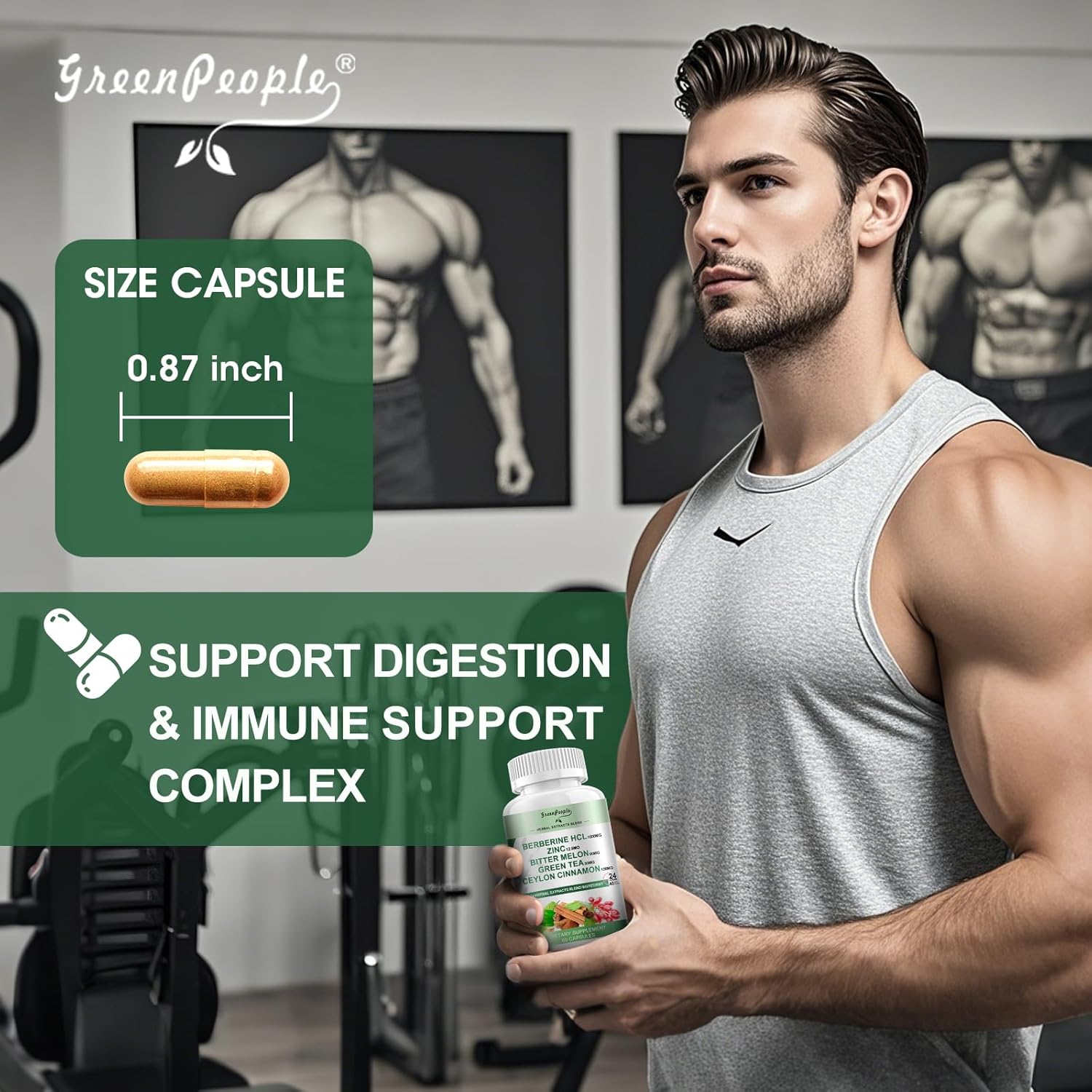 Berberine Supplement with Ceylon Cinnamon - Berberine 1500mg Activates AMPK & GLP-1 Berberine HCL Capsules with Bitter Melon/Artichoke Extracts & Natural Herbs for Immune Support 60 Count