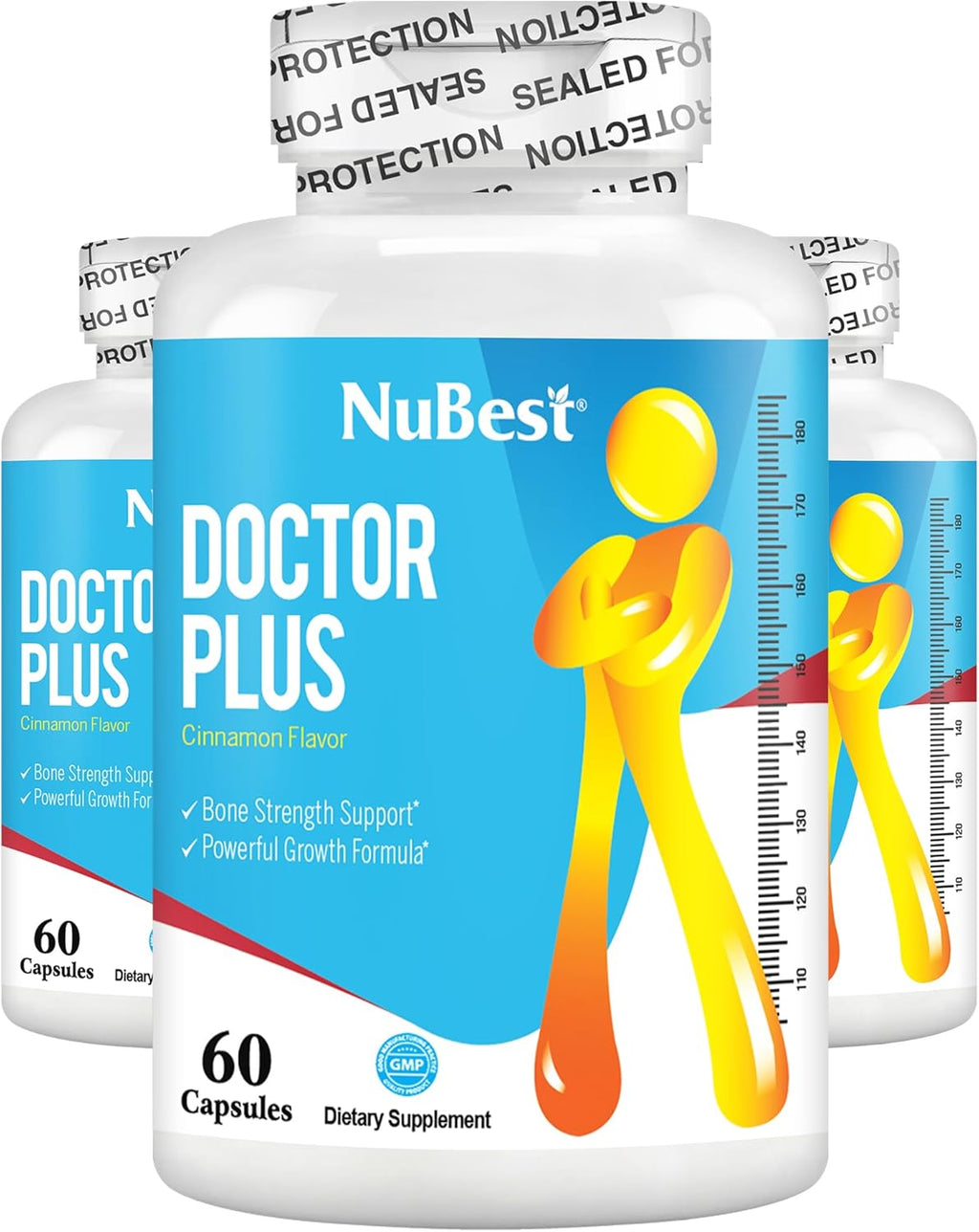 NuBest Doctor Plus - Bone Growth Formula - Supports Growth, Bone Strength Pills with Calcium, Vitamins D3, Vitamin K2 (MK7) - Immunity and Overall Health for Children (10+) and Teens - 3 Pack