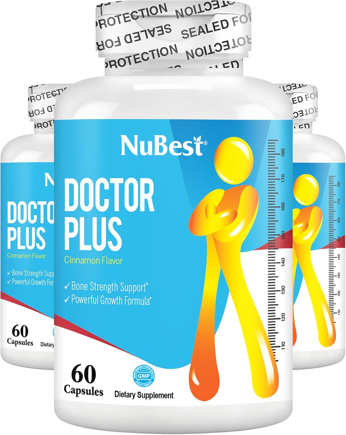 NuBest Doctor Plus - Bone Growth Formula - Supports Growth, Bone Strength Pills with Calcium, Vitamins D3, Vitamin K2 (MK7) - Immunity and Overall Health for Children (10+) and Teens - 3 Pack