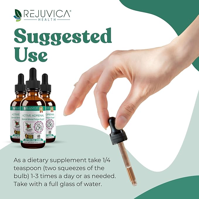 Rejuvica Health Active Adrenal - Advanced Adrenal Support Tincture - Liquid Delivery for Better Absorption - Ashwagandha, B-Vitamins, Magnesium and More
