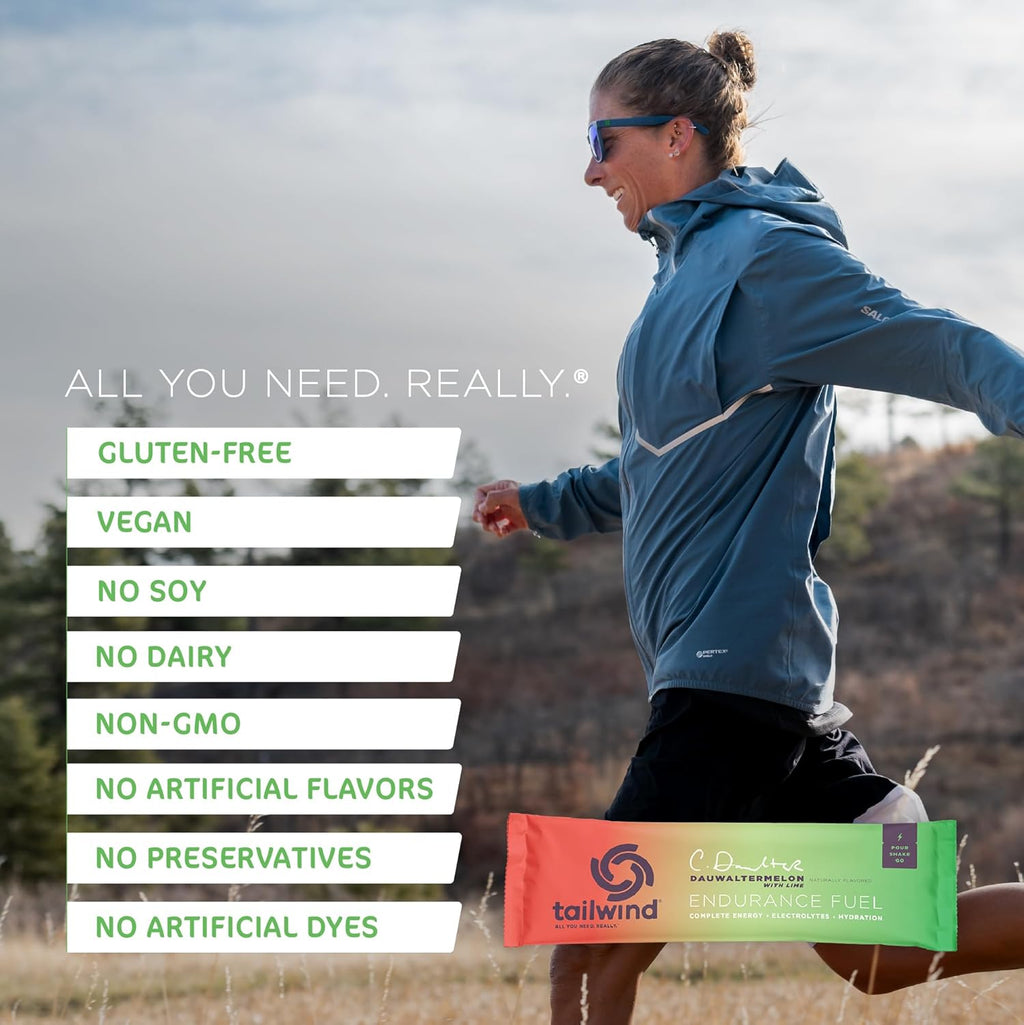 Tailwind Nutrition Endurance Fuel, Grab-and-Go Sports Drink Powder Mix with Electrolytes, Non-GMO, Free of Soy, Dairy, and Gluten, Vegan-Friendly, Dauwaltermelon, Pack of 12