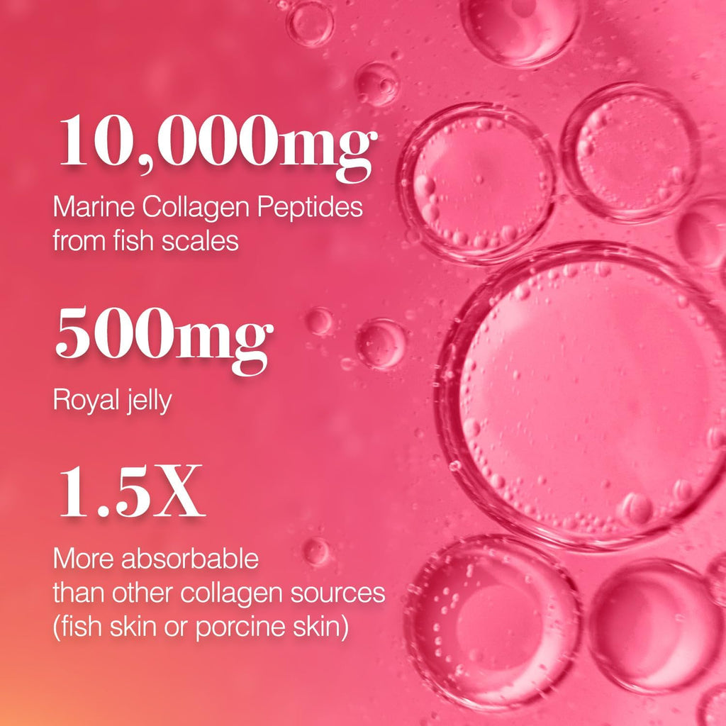 AFC Japan Tsubaki Ageless Beauty Collagen Drink from Japan with 10,000mg Marine Collagen Peptides + 500mg Royal Jelly + Hyaluronic Acid + Vitamin Bs & C for Skin Revitalization 1.69fl.ozx10sx3