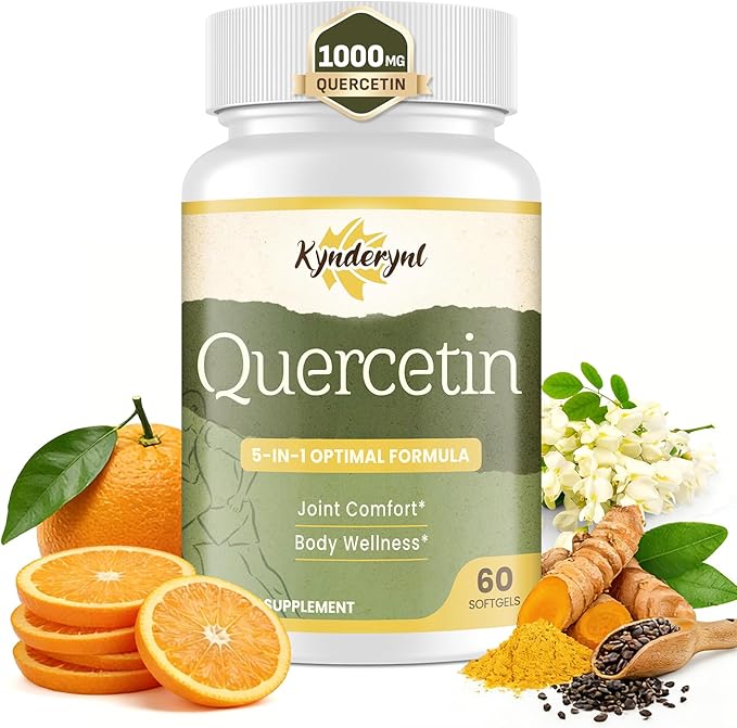 Quercetin Supplement 1000mg Softgels – Joint Health Supplement for Mobility, Flexibility & Antioxidant Boost with Turmeric, Grape Seed Extract & Non-Acidic Vitamin C – 30 Vegan Softgels