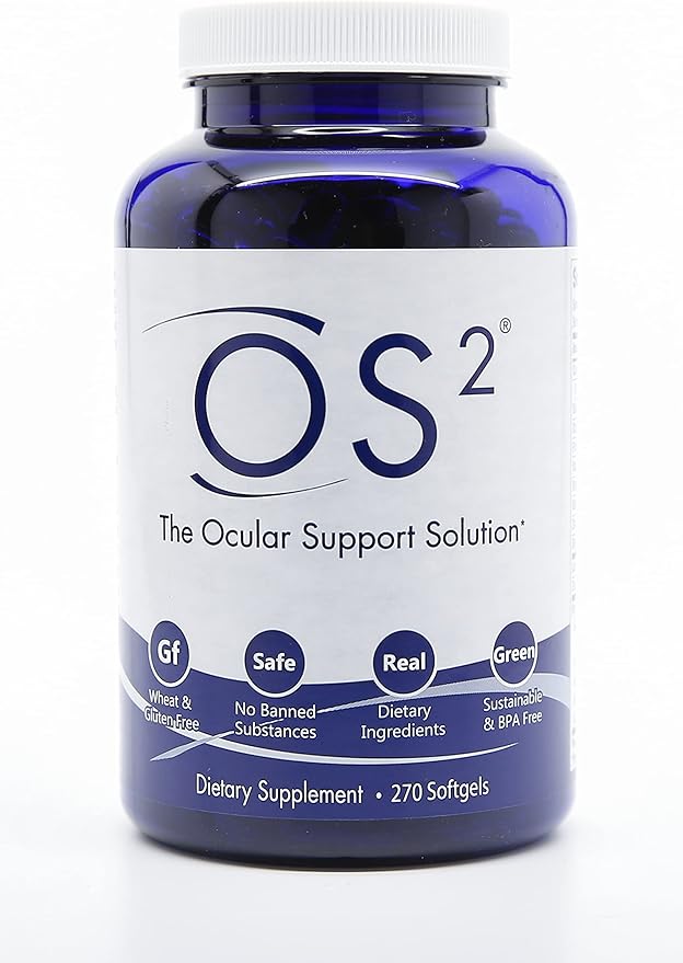 OS2 Ocular Support Solution - Patented Eye Vitamins for Macular Health, Dry Eye and Blue Light - Lutein, Zeaxanthin, Omega 3, Astaxanthin and AREDS2 Supplements, Co-Developed by NASA, 270 ct