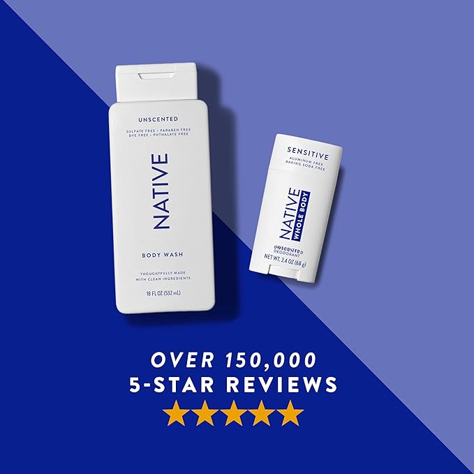 Native Whole Body Deodorant Stick Contains Naturally Derived Ingredients, Deodorant for Men and Women | 72 Hour Odor Protection, Aluminum Free with Coconut Oil and Shea Butter | Unscented