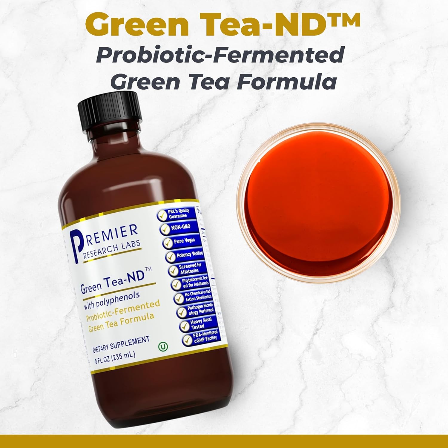 Premier Research Labs Green Tea-ND - Liquid Green Tea Extract with Fermented Supplement Formula - Probiotic Herbal Digestive Supplement with Vegan Formula* - 8 fl oz