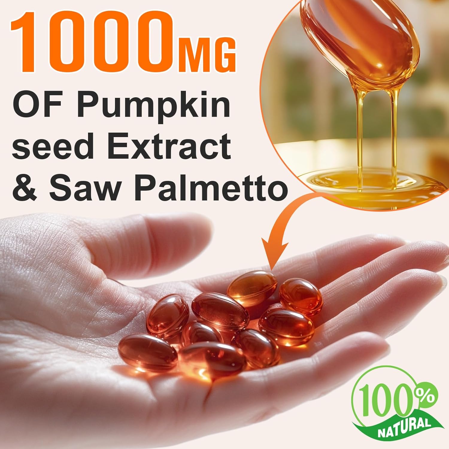 Pumpkin Seed Oil with Saw Palmetto Capsules,Pumpkin&Seed Oil 2 in 1 for Hair Growth,Cold Pressed,Supports Hair,Heart,Skin Supplement,Pumpkins Seed Extract Powder,PumpkinSeed Herbal Supplement 300 pcs