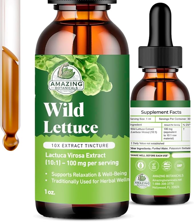 Amazing Botanicals Wild Lettuce 10X Extract Tincture 30,000 mg (1 Fl Oz (Pack of 1))