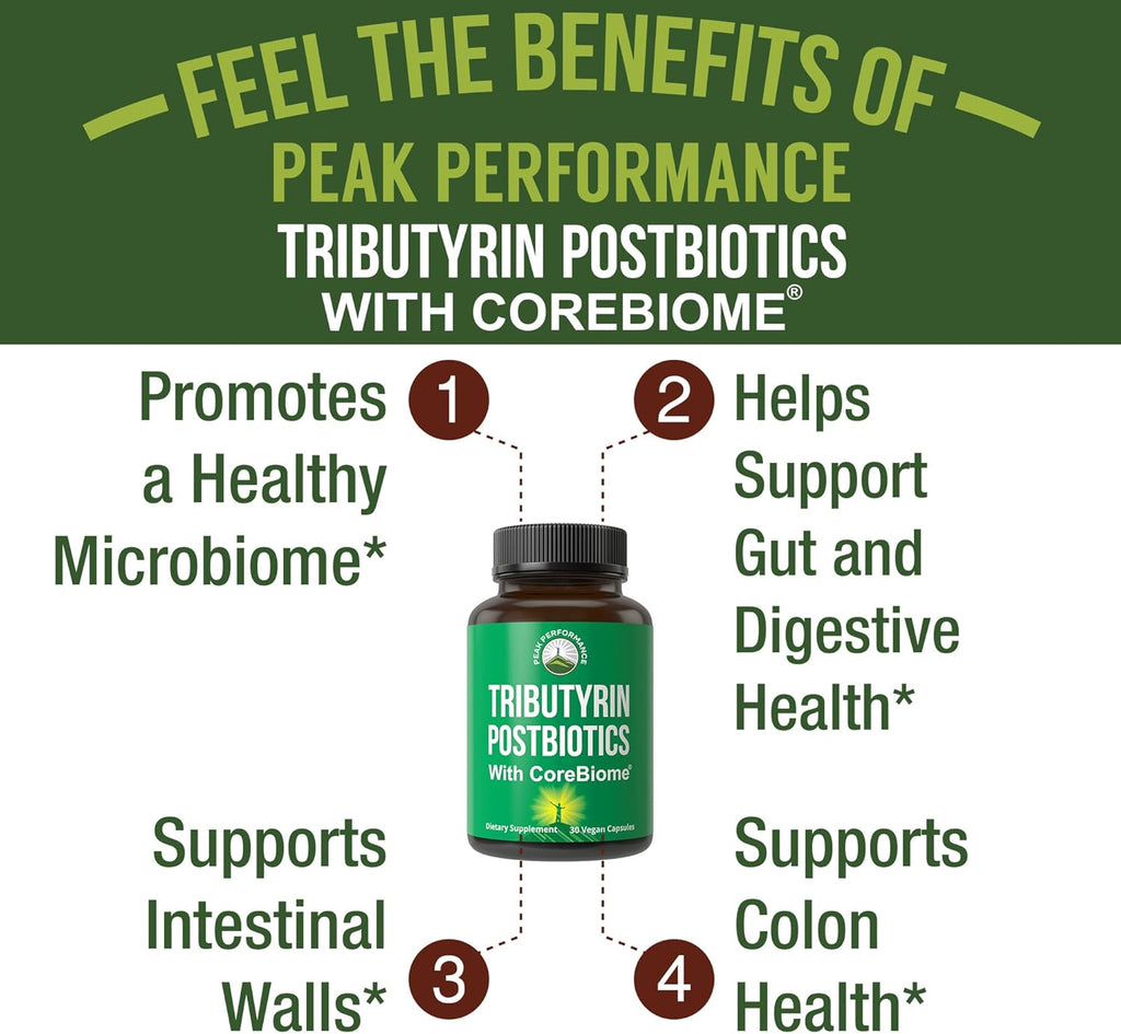 CoreBiome Tributyrin Postbiotic Supplement Clinically Tested For Gut Health. More Effective than Sodium Butyrate Capsules. High Bioavailability Post Biotics For Digestive, Leaky Gut, Colon, Microbiome