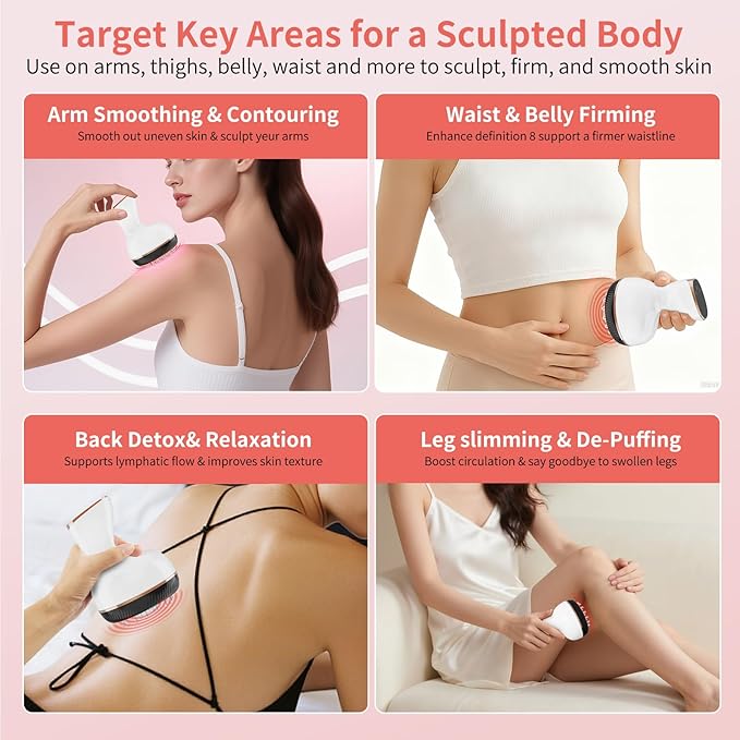 Lymphatic Drainage Massager & Anti Cellulite Massage Tool,New Lymphatic Massager,Helps Reduce Stretch Marks & Cellulite，for Belly, Arms & Legs,Body Sculpting Machine with Heat & Vibration