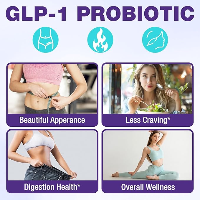 GLP-1 Supplements Women & Men, 14-in-1 GLP1 for Daily GLPl Level*,Metabolism*, Digestion & Energy, 5X Advance Formulate GLP 1 with Akkermansia Probiotic, 60 Caps