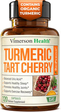 Turmeric Curcumin Supplement with 10:1 Tart Cherry Extract & Celery Seed Extract - Natural Uric Acid Balance, Joint Health & Sleep Aid - Turmeric Curcumin with Black Pepper. 120 Tart Cherry Capsules