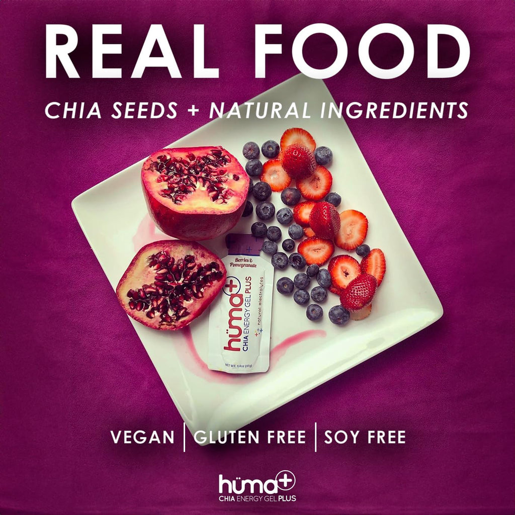 Huma Plus (Double Electrolytes) Chia Energy Gel, Variety Pack - Stomach Friendly, Real Food Energy Gels (6 Original and 6 Plus Gels)