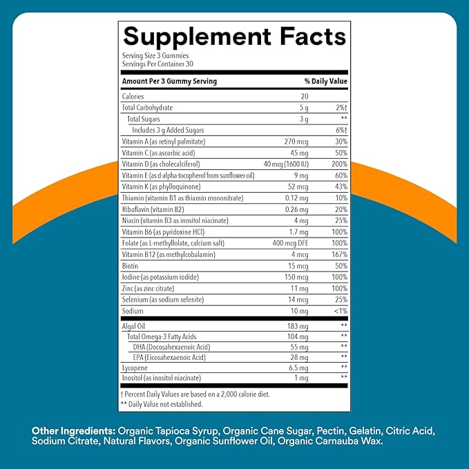 SmartyPants Men's Multivitamin Gummies - Improved Formula: Omega 3 (DHA/EPA), Methylfolate, Vitamin D3, C, Vitamin B12, B6, Vitamin A, K, Zinc & Selenium, Gluten Free, 90 Count (30 Day Supply)