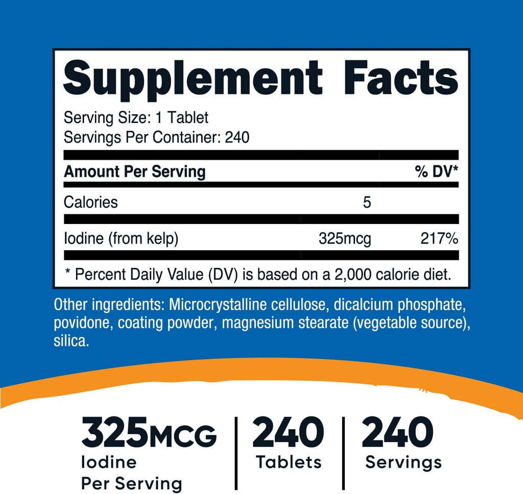 Nutricost Kelp Tablets, 325mcg of Iodine, 240 Tablets - Non-GMO, Gluten Free