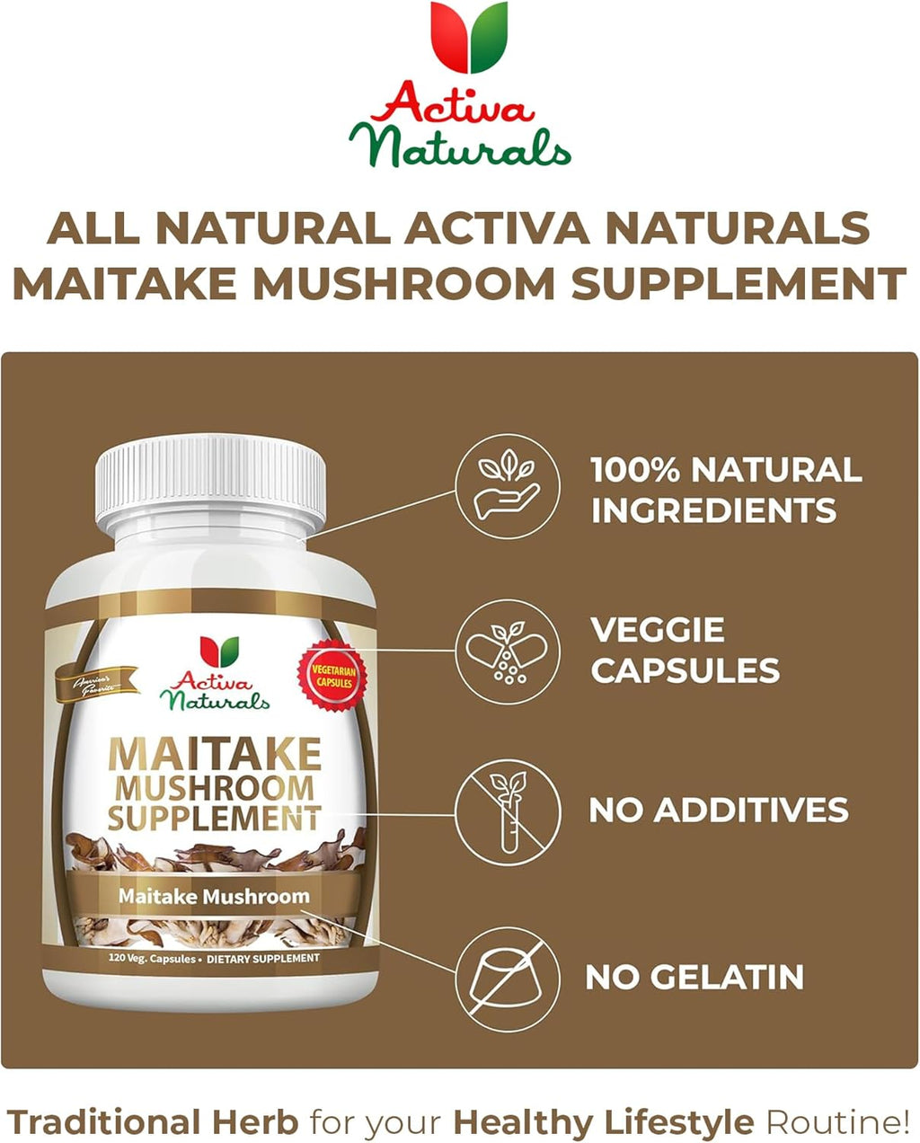 Maitake Mushroom Capsules – Herbal Wellness Supplement for Energy, Focus & Vitality – Made with Pure & Quality Ingredients to Help Maintain Everyday Balance & Overall Well-being Naturally