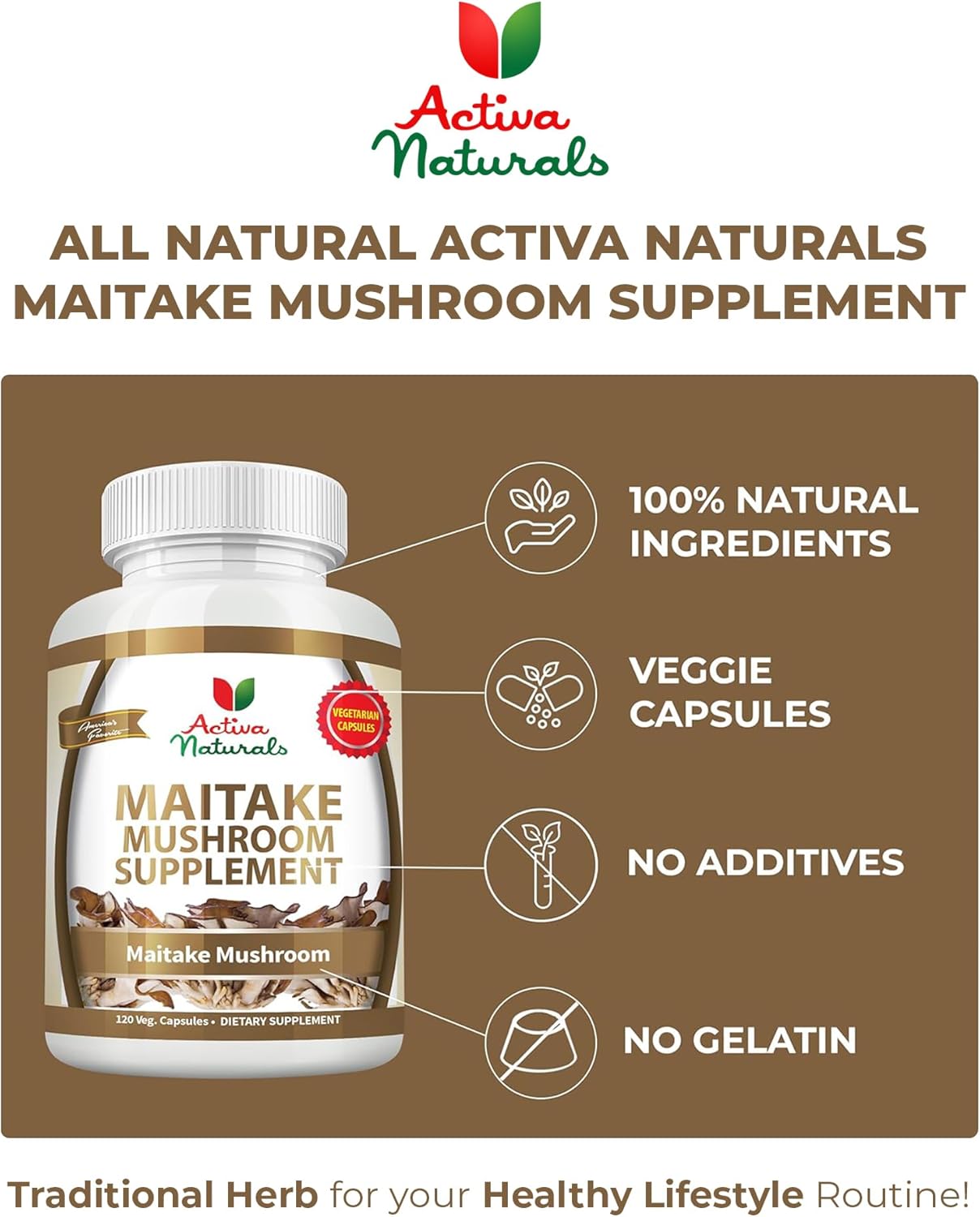 Maitake Mushroom Capsules – Herbal Wellness Supplement for Energy, Focus & Vitality – Made with Pure & Quality Ingredients to Help Maintain Everyday Balance & Overall Well-being Naturally