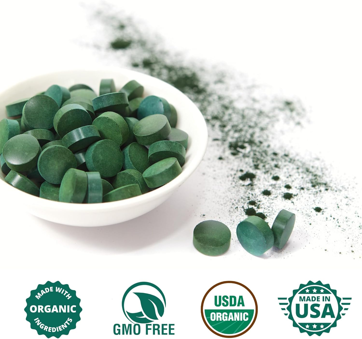 Organic Spirulina Chlorella Tablets - 50 Servings - 2-in-1 Superfood Algae Supplement for Natural Immune Support, Detox and Energy Boost. Broken Cell Wall. Organic Chlorophyll. Espirulina