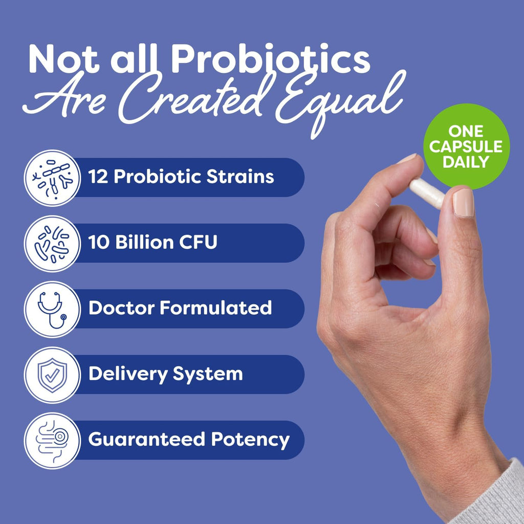 Probulin Daily Care Probiotic Supplement, Digestive, Gut, and Immune Health Support Capsules for Men and Women, 10 Billion CFU, Vegan, 60 Count Bottle