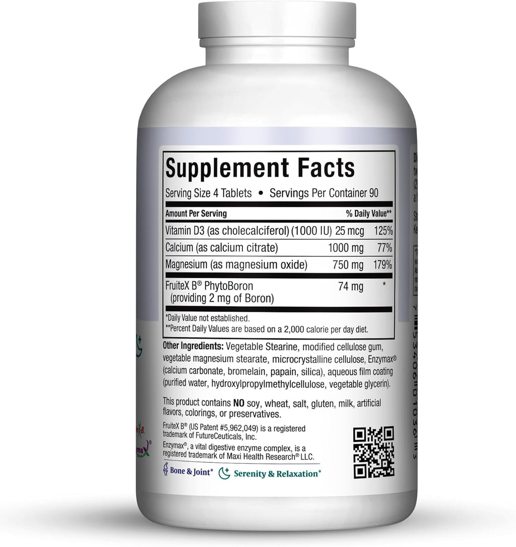 Maxi Health Calcium Magnesium Supplement with Vitamin D3 and Boron - Kosher Bone Health & Nighttime Formula, Calcium Citrate CalMag & Vitamin D (360 Tablets)