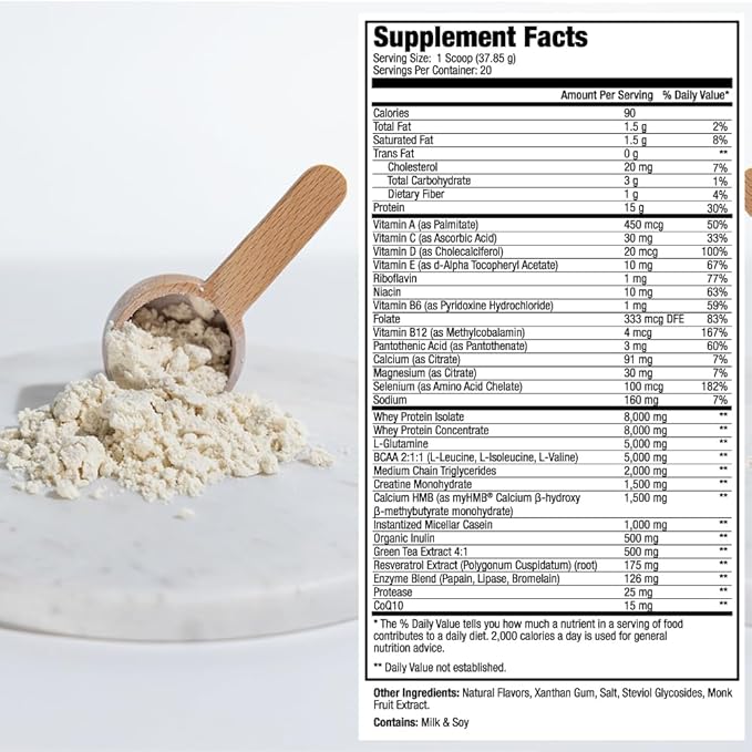 MEND Regenerate, Post Workout Recovery, Immune Support, and Sports Nutrition Supplement for Men and Women - Natural, Gluten Free, and Non-GMO - Vanilla Protein Powder, 20 Servings