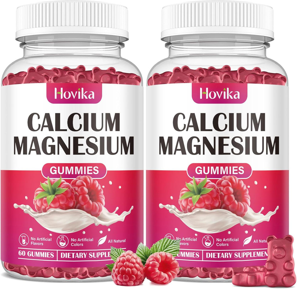 Calcium Magnesium Zinc Gummies-Calcium Magnesium 2:1 Ratio with Vitamin D3, K2, B6, B12 for Bone Strength, Muscle Function & Nerve Health, Extra Absorption Formula, Vegan, Raspberry Flavor 120 Gummies